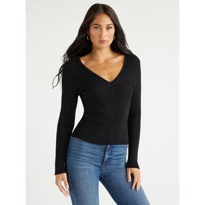 Sofia Jeans Women's Ribbed Sweater with Long Sleeves